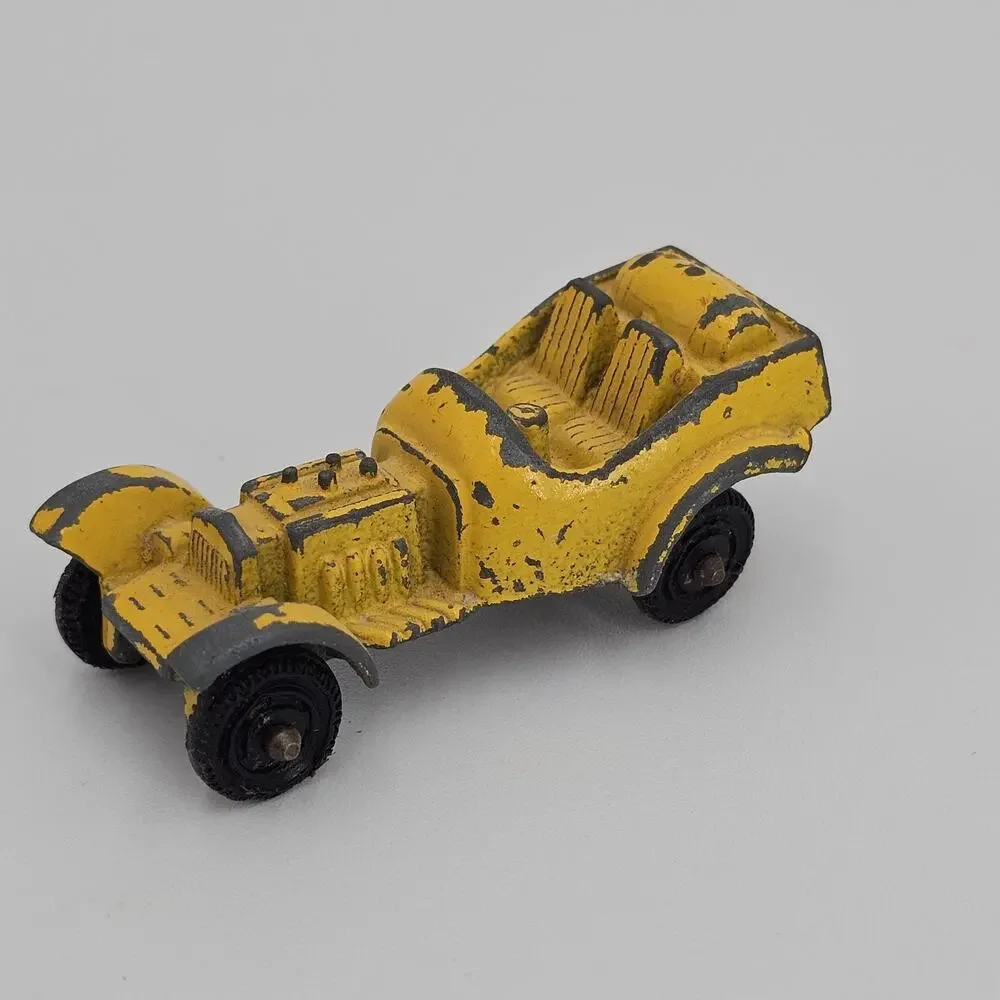 Vintage Tootsie Toy Car Die cast Yellow Roadster Hot Rod